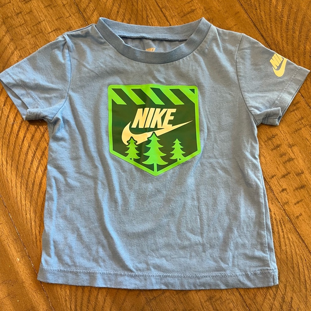 Nike Kids Light Blue Tee with Green Graphic